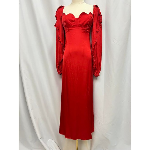 Anthropologie Dresses & Skirts - NWT! ANTHROPOLOGIE FARM RIO Red Heart-Shaped Neckline Midi-Dress XXS